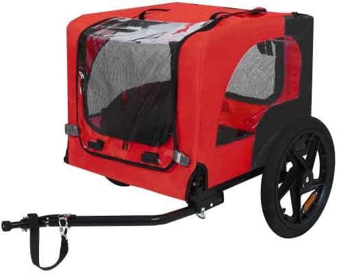 【LuckyNote】 Pet Bike Trailer Dog Cart for Bicycle,Suitable for Small and Medium Pets, Easy Folding Cart Frame, Quick Release Wheel, Non-Slip Floor, Internal Leash，42.5x31.5x27.6 Inch