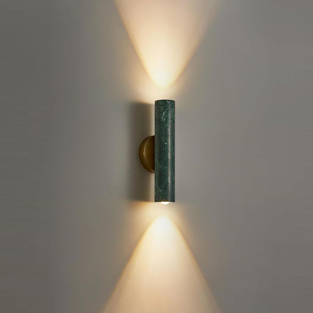 HAIDU 12.6in Cylindrical Wall Lamp, Modern Minimalist Style Marble Wall Sconce, E26 Screw Hard Wire Connection Wall Light, Bedside Dressing Table Entrance Decorative Lighting Fixtures