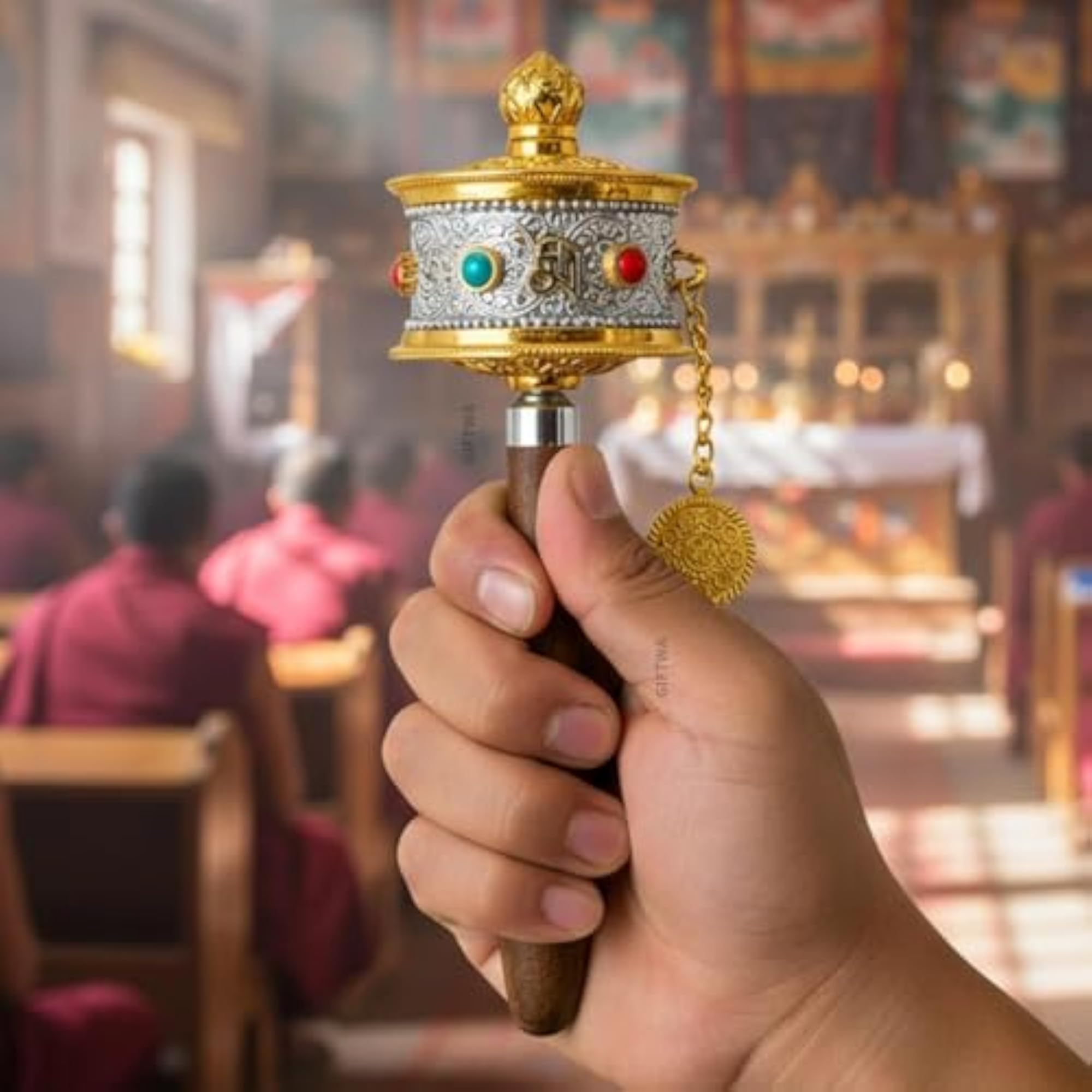 Buddhist Tibetan Hand Rotating Prayer Wheel for Meditation