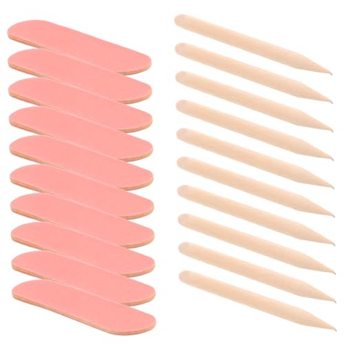 Beavorty 50個 マニ ストリ ツール ミニ爪やすりバルク ネイルバッファーブロック ネイル用品 爪用キューティクルスティック 木材 ネイル必需品 爪用ミニバッファー 木製 ピンク