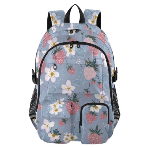 Mochila para laptop con protección acolchada Naughty Ocean Strawberry Lilac de alta capacidad