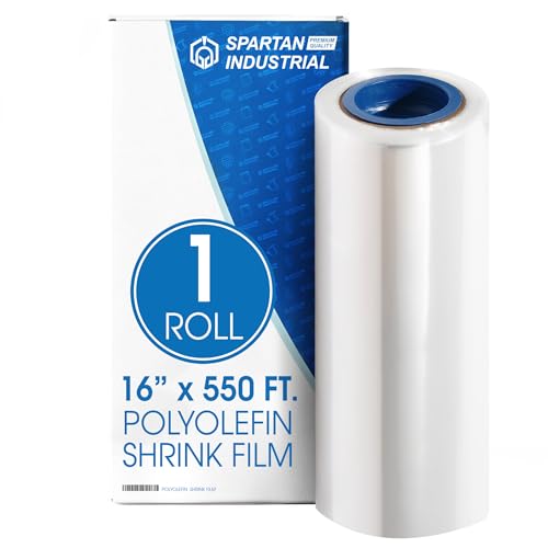 Spartan Industrial - 16' X 550' Polyolefin Centerfold Heat Shrink Wrap Roll - 80 Gauge Shrinkable Film for Packaging Books, Toys, Sporting Goods, Medical Supplies, and More