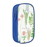AABSTBFM Federmappe, Kr?utergarten, gro?es Fassungsverm?gen, Federmappe mit Rei?verschluss, Geschenk f¨¹r Schule, B¨¹ro und Reisen, Schwarz, blau, Einheitsgr??e, Schulranzen