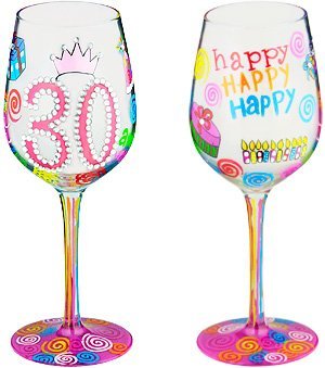 30 Another Year- Bottom's Up Wine Glass