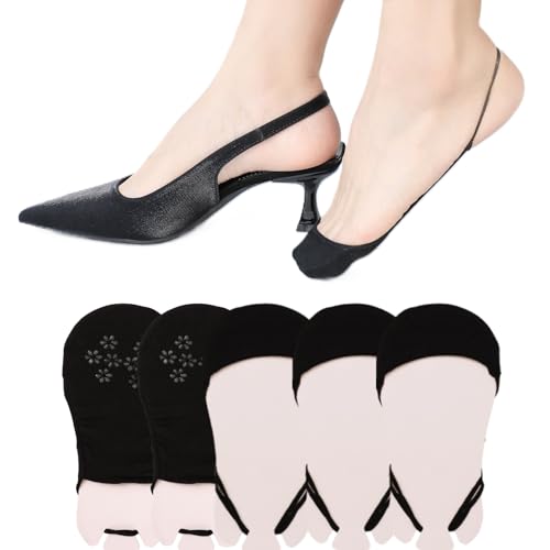Image of No Show Half Socks with Grippers for Women, Low Cut Toe Topper Ball of Foot Socks for Heels Flats SlingBack