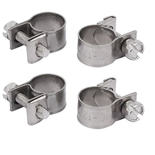 Aexit 10mm-12mm 304 Clamps Stainless Steel Screw Mounted Adjustable Pipe Hose Strap Clamps Clamps 4pcs