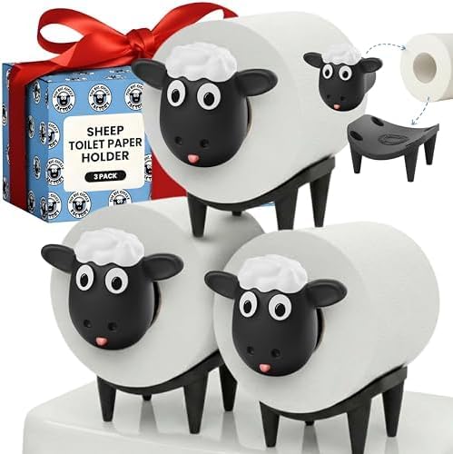 Sheep Toilet Paper Holder 3 Pack Black Sheep Funny Bathroom Decor Free Standing Cute Animal Holder Stylishly Store Extra Toilet Paper Modern Tissue Roll Storage Funny House Warming Gifts New Home