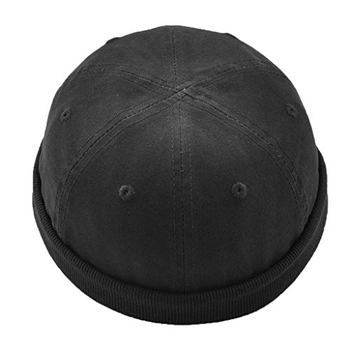 Männer Sommer Docker-Cap Dockermütze Seemannsmütze aus Baumwolle Beanie Hat Skimütze Worker Cap - Schwarz, 54-58cm Cover