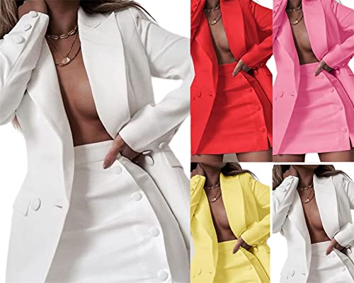 Women Suit Skirt Ladies’ Casual Blazer and High Waist Pencil Miniskirt Set Two-Piece2