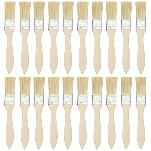 20 Pack Small Paint Brushes, 1 Inch Paint Brush Set, Glue Brush & Varnish Brush for Wood, Disposable Paint Brushes for Paint, Stains, Varnishes, Glues and Home DIY(17.5x2.5cm)