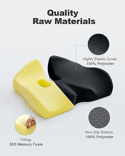 Foamula Seat Cushion For Office Chair, Memory Foam Sciatica Pain Relief Pillow, Seat Cushion For Hip, Tailbone, Coccyx Pain, Desk Chair Cushion For Office, Home Chair, Gaming Chair, Car thumb #3