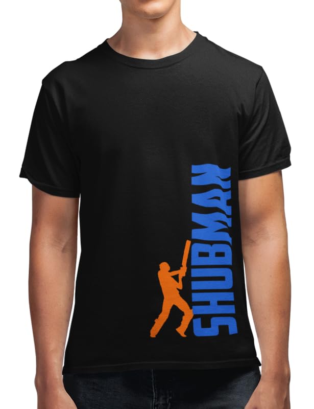 Smoothman for Team India Cricket Name and Number Pure Cotton Men's Graphic Printed Round Neck T-Shirt Black
