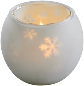 infactory Doppelglas-Windlicht Schneekristall Teelichthalter