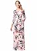 Ruiyige Women Silk O-Neck Long Sleeve Floral Print Long Maxi Party Beach Dress Pink S