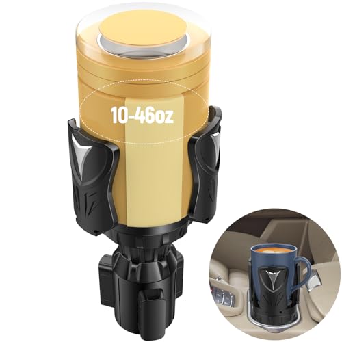 Cup Holder Expander for Car, Easkkty All Purpose Adjustable Car Cup Holder Extender for Car with Rubber Universal Fits Most Large 12/24/32//40oz Water Bottles, Mugs, Foods