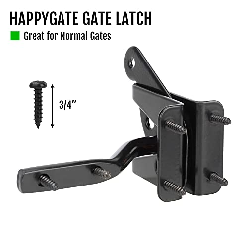 Self Locking Gate Latch For Wooden Fence Heavy Duty Automatic Gravity Lever Gate Lock Door Latch Steel, Satin Black #TOP3