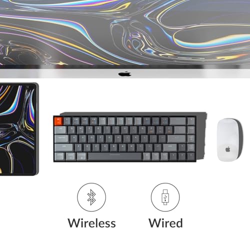 Image of Keychron K6 Mechanical Keyboard 65% Compact 68 Key Wireless Gaming Keyboard, RGB Backlight Bluetooth 5.1 /Wired Keyboard Compatible with Mac Windows, Gateron G Pro Brown Switch