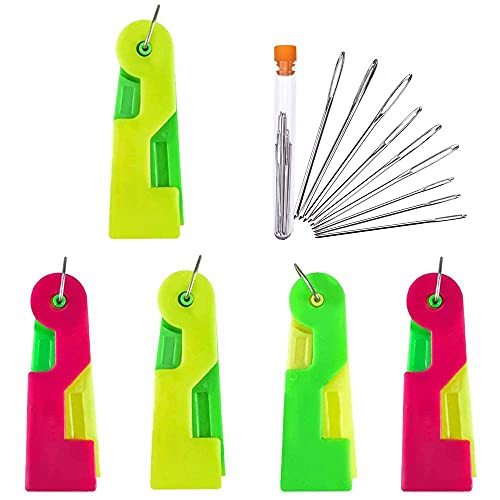 5 piezas de enhebrador automático de agujas, conveniente herramienta de rosca de aguja automática duradera con agujas de ojo grande, 9 piezas para personas mayores Cover