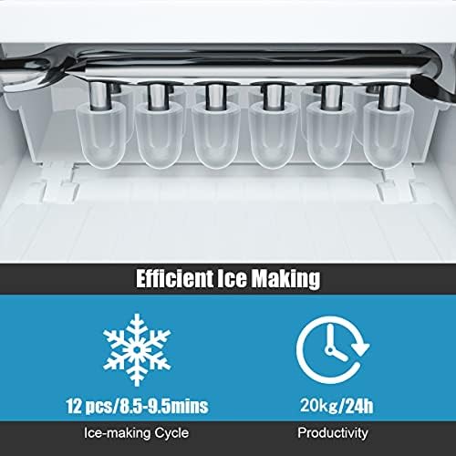 COSTWAY Countertop Ice Machine, 20kg(44lbs) in 24 Hours, 12 Ice Cubes Ready in 8.5 Mins, 2L Ice Maker with Self-clean Function, Scoop and Basket (Blue)