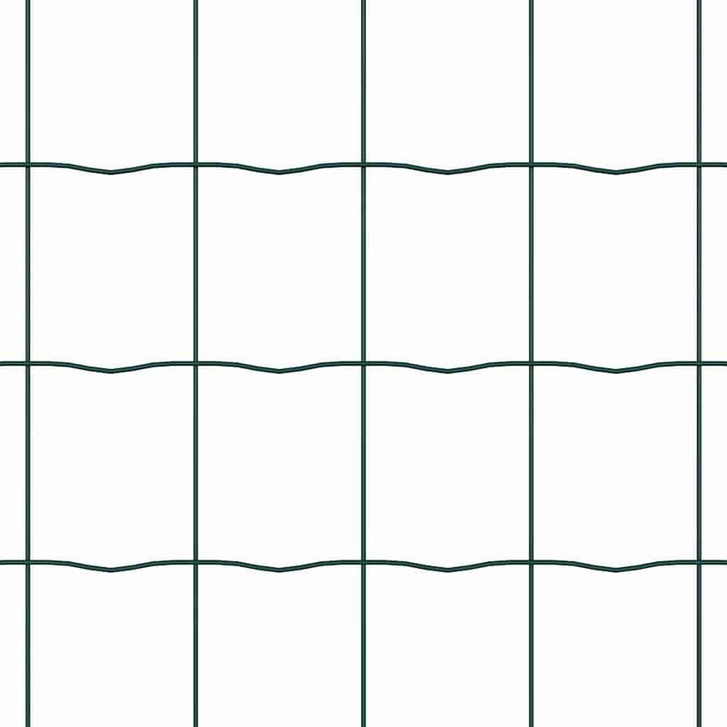 Ogrodzenie euro, zielone 0,6 x 25 m, żelazo powlekane PCW, odporne na warunki atmosferyczne, do użytku na zewnątrz, trwałe ograniczenie działki, łatwe w pielęgnacji panele ogrodzeniowe