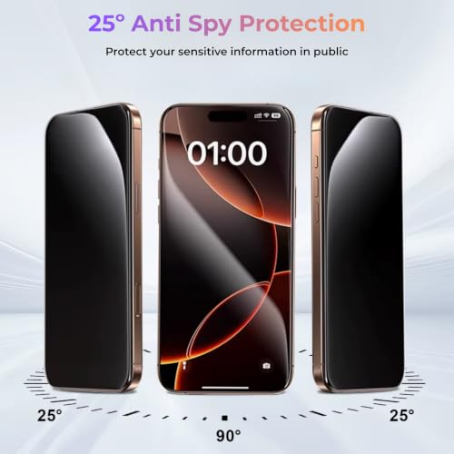 Image of ArmorGlass Borderless Privacy Tempered Glass compatible with iPhone 16 Pro Max Screen Protector, 9H Hardness, 2.5D Curved Edge, Oleophobic Coating