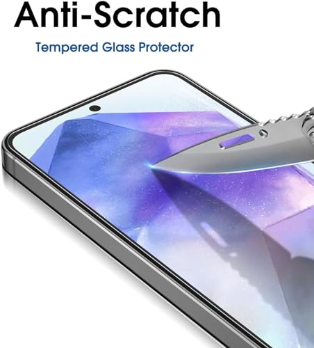 Image of Premium Tempered Glass Screen Protector Compatible For Samsung A35 5G / A55 Cellphone 5G (6.6 Inch, Pack Of 1) | Edge-to-Edge Protector Full Protection With Installation Kit