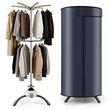 Clickinline Electric Clothes Dryer, Compact 900W Portable Electric Clothes Dryer, 2-layer Heated Clothes Airer with Cover with 10KG Capacity, 360° Drying, Suitable for All Fabrics Drier
