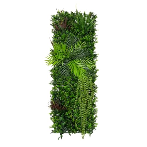 Artificial Plant Wall Panel 50 x 150cm Alina Living Foliage Greenery Tiles Indoor Outdoor Weather & UV Resistant Grass Fence Faux Hedge Privacy Backdrop Garden Home Décor Snap & Lock Fixings Included