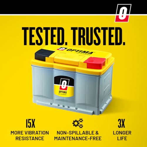 OPTIMA Batteries High Performance DH7 YellowTop Dual Purpose Sealed AGM Car, Truck and SUV Battery, 880 CCA, Maintenance Free, Versitile Mounting, BCI Group Size 94R