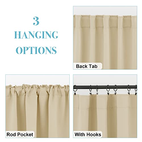 Image of RYB HOME Small Window Curtains Blackout, Privacy Thermal Insulating Drapes for Bedroom Bathroom Basement Cafe Classroom Window Decor, W 34 x L 45 inches, Biscotti Beige, 2 Panels