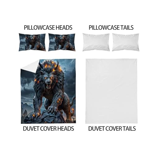 Housse de couette tigre de feu double 200x200cm, parure de lit en microfibre ultra douce - 4