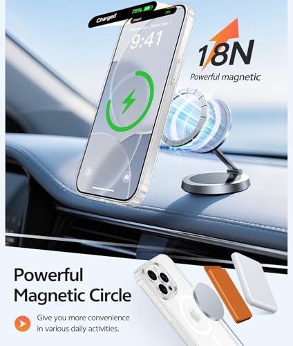 Image of FNTCASE for iPhone 13 Pro Max Case: [Compatible with Magsafe] Anti Yellowing Transparent Clear Magnetic Phone Cover - Military Grade Shockproof Drop Proof Protective for 13 Pro Max 2021 Cases - Clear