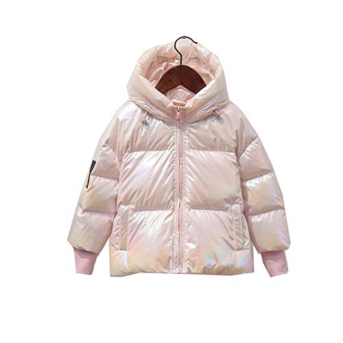 GUOCU Chaqueta De Plumón para Niños Ligeros Calor Manga Larga Escudo De La Cremallera Chaqueta Impermeable Apropiado para Otoño E Invierno,Rosado,130cm