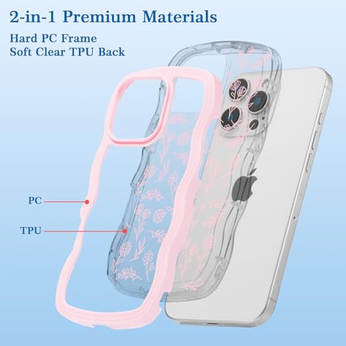 Coque silicone iPhone 16 Pro transparent design épuré vagues