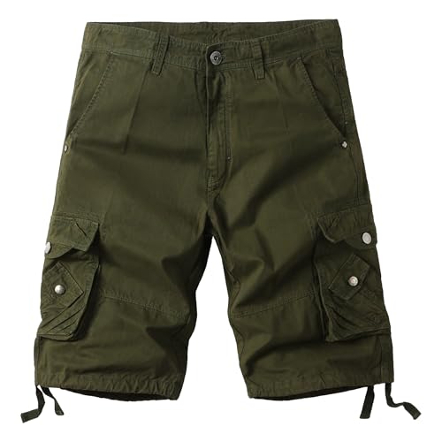 Short cargo homme camouflage militaire multi-poches vert