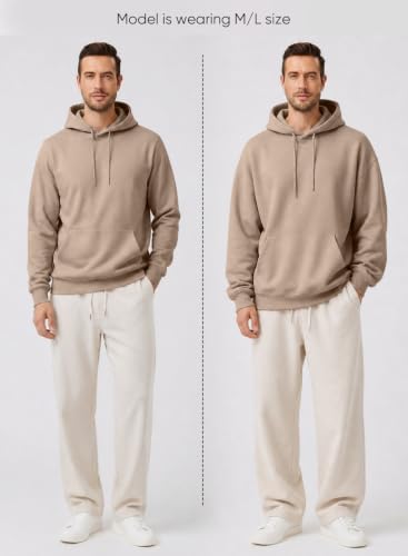 Image of JMIERR Mens Fleece Lined Hoodie Pullover Drawstring Pocket Winter Warm | Cozy fleece-lined pullover, adjustable drawstring hood, kangaroo pocket, regular fit, machine wash