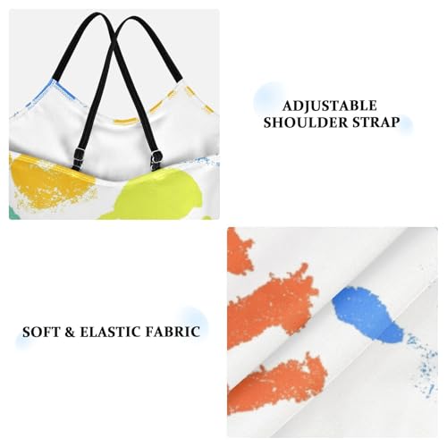 Girls One Piece Swimsuits Colorful Handprint Pattern Sport Halter Swimwear Beach Bathing Suit, 5-6T3