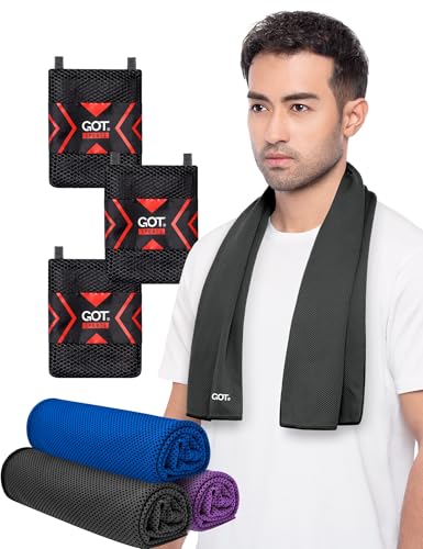GOT Sports Toalla de enfriamiento (40 x 12 pulgadas), envolturas frescas para cuello y cara, trapo de sudor para senderismo, gimnasio, yoga y entrenamiento, se moja y mantente fresco (paquete B)