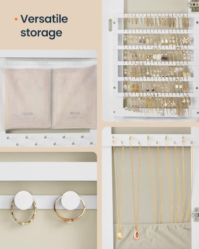 Image of SONGMICS HOME 360 Swivel Jewelry Cabinet Standing, Mirror with Storage