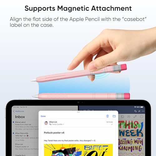 Image of Fintie Silicone Sleeve for Apple Pencil (USB-C), Light Pen Skin Case Cover Soft Protective Anti-Slip Pencil Grip Holder, Supports Magnetic Attachment, Pink