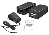 Premium Active Powered USB 2.0 Range Extender Repeater Kit Over RJ45 Cat5 Cat6 Cat6E Cable Max Range 200FT 60M