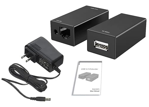 Premium Active Powered USB 2.0 Range Extender Repeater Kit Over RJ45 Cat5 Cat6 Cat6E Cable Max Range 200FT 60M