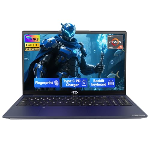 NIMO 15.6" IPS FHD-Gaming-Laptop, Ryzen 5 6600H 16GB DDR5 RAM 512GB SSD (Beat i5-1335U, 6 Cores Up to 4.5GHz) Radeon 660M GPU-Co