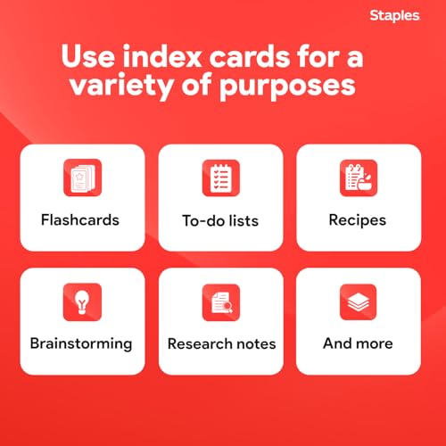 Staples Index Cards, 4" x 6", Blank, White, Acid‑Free, 500 Pack – Unruled Cards for Notes, Recipes & Projects - Thumbnail 5