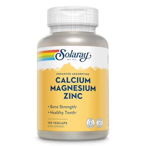 Solaray 5678625 Calcium Magnesium Zinc Supplement - With Calcium 1000Mg, Magnesium 500Mg - Bone Health, Muscle Function, Heart Health And Immune Support cover