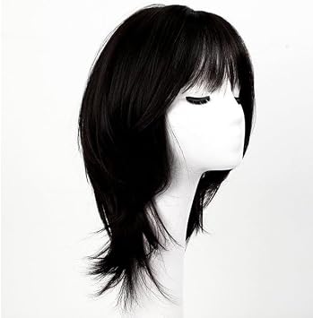 Short Womens Wig, Bangs, Wig, Semi-Long, Wig, Full Wig, Medium, Semi-Long, Long, Straight Ladies, Full Wig, Small Face, Medium Length, Stylish, Womens Wig Daily Use, Heat Resistant, Net Included