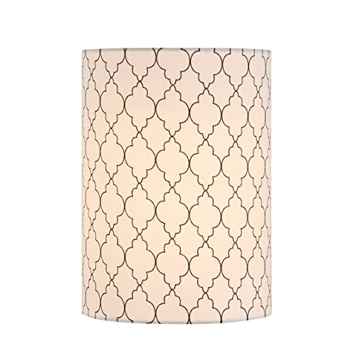 Image of Aspen Creative 31407 Contemporary Drum (Cylinder) Shaped Spider Construction Lamp Shade in White with Moroccan Trellis, 8 inch wide (8 inch x 8 inch x 11 inch)
