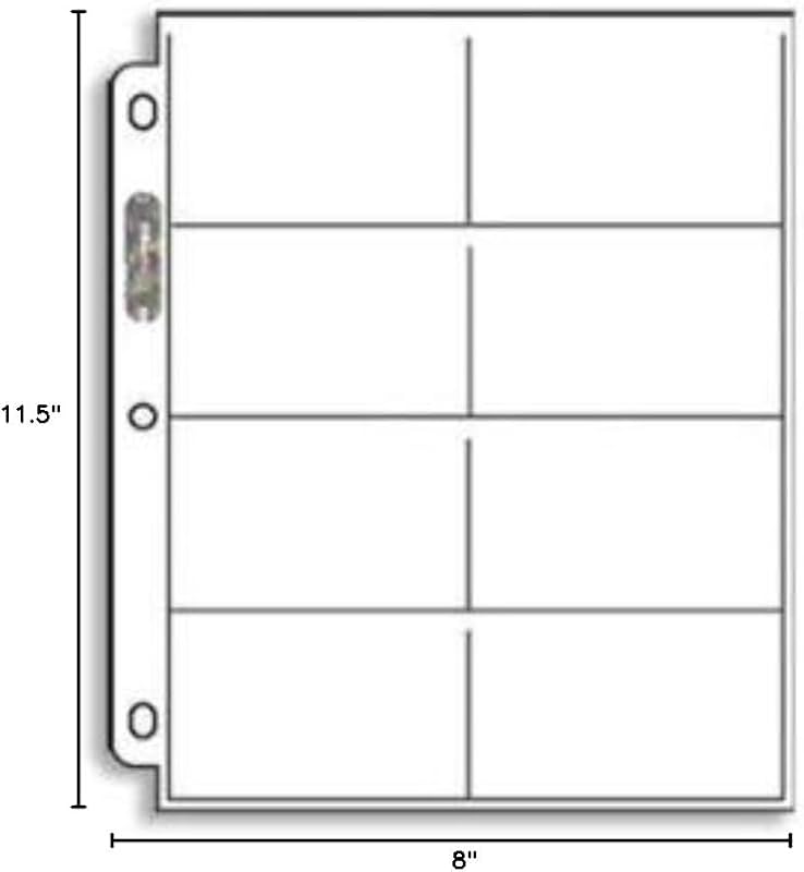 20 (Twenty) Single Ultra Pro 8-Pocket Pages - Eight Pockets Page (8 Top Load / Horizontal Slots)