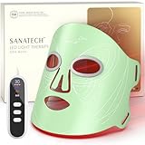 SANATECH LED Light Therapy Mask for Face, 4 Modes LED Face Mask Light Therapy with 850nm Near-Infrared, 400 LEDs, Rechargeable, Portable Anti-Aging Device (Sage Green)