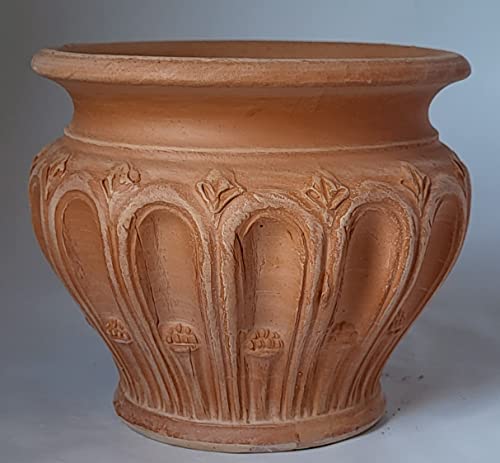 Generico Vaso Cachepot in Terracotta Fatto A Mano (Set 3 Pezzi) Diametro CM. 14, Altezza CM. 13 FIORIERA Cotto COCCIO PORTAPIANTA Made in Italy